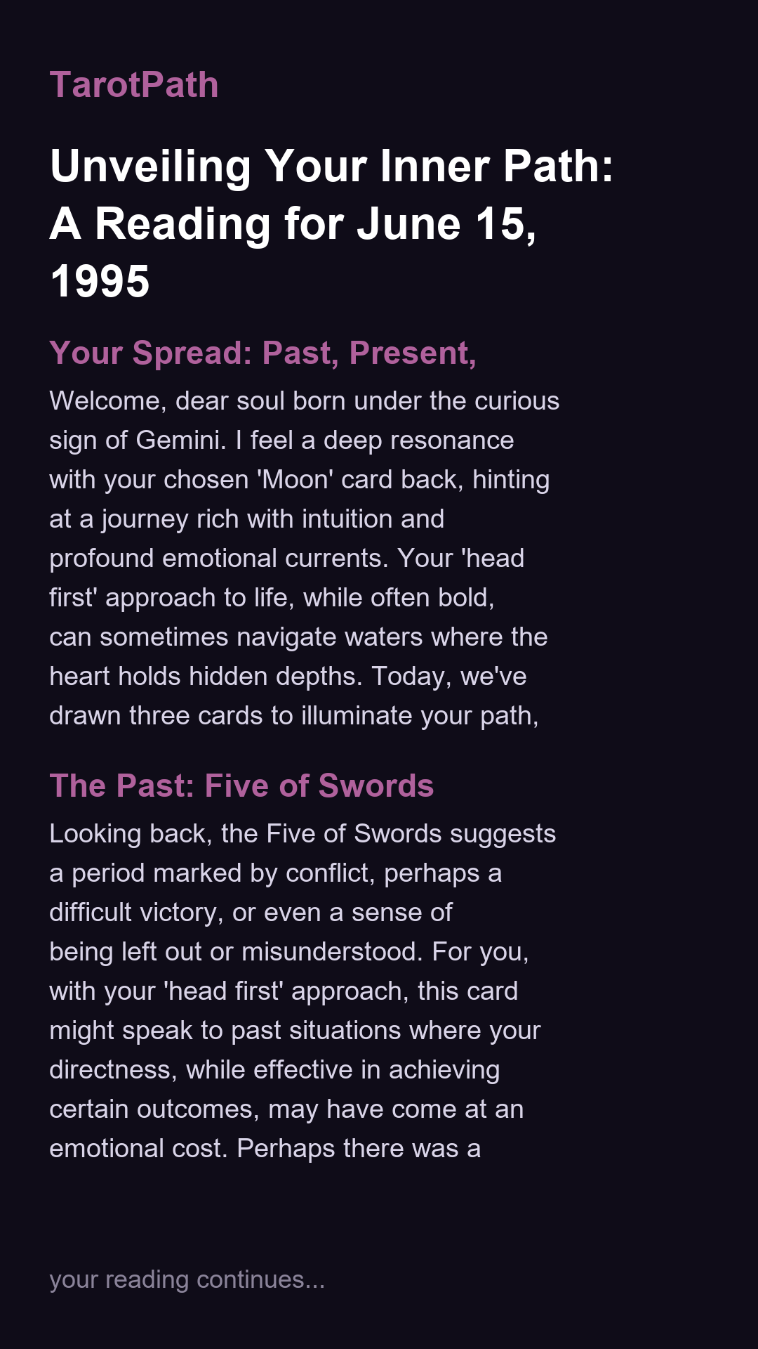 A real tarot reading from TarotPath